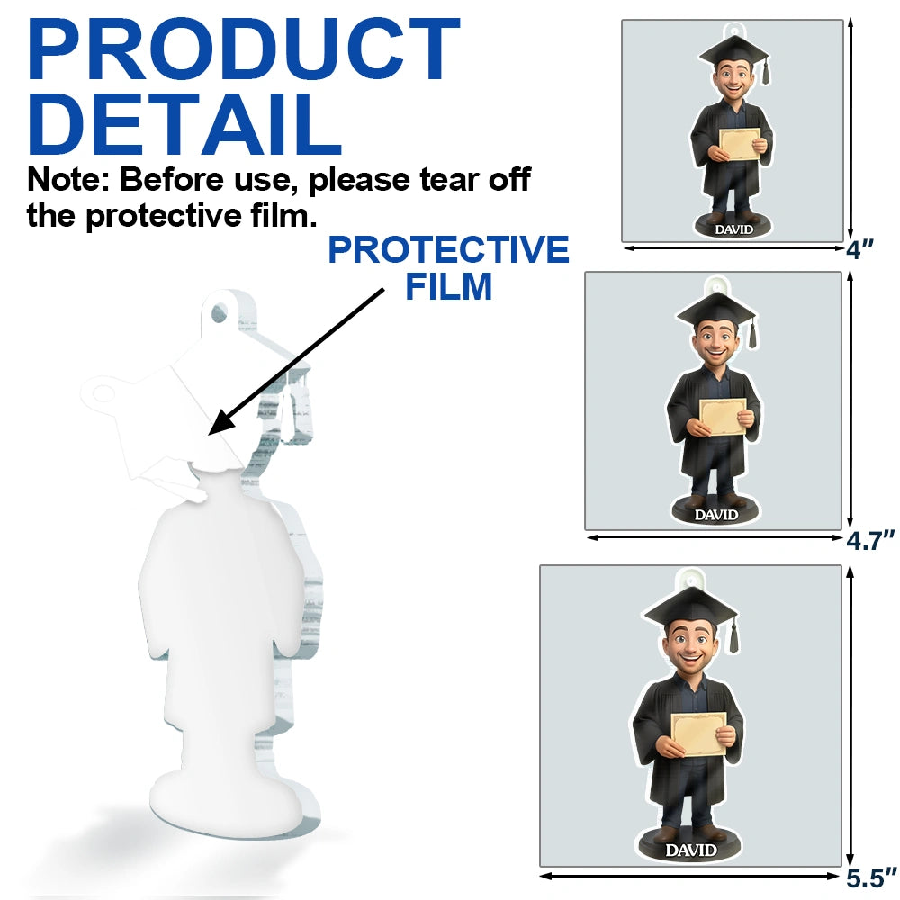 Christmas, Happy, Graduation, Gift For Yourself, Gift For Daughter, Gift For Son - Custom Photo 3D Effect Figure Art Graduation - Personalized Custom Shaped Acrylic Ornament