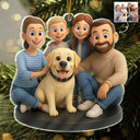 Happy,Christmas,Gift For Couples,Married ,Gift For Grandparents,Parents,Family - Custom Photo 3D Effect Figure Art Happy Family - Personalized Custom Shaped Acrylic Ornament