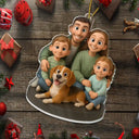 Happy,Christmas,Gift For Couples,Married ,Gift For Grandparents,Parents,Family - Custom Photo 3D Effect Figure Art Happy Family - Personalized Custom Shaped Acrylic Ornament