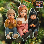 Happy,Christmas,Family,Gift For Kids,Gift For Grandkids,Gift For Grandparents,Parents - Custom Photo 3D Effect Figure Art Kid - Personalized Custom Shaped Acrylic Ornament