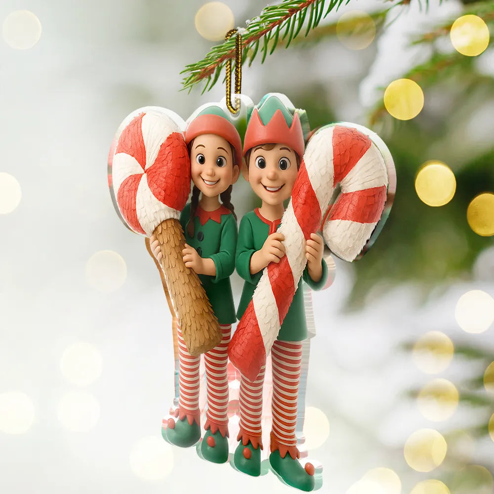 Happy,Christmas,Family,Gift For Kids,Gift For Grandkids,Gift For Grandparents,Parents - Custom Photo 3D Effect Figure Art Kid - Personalized Custom Shaped Acrylic Ornament