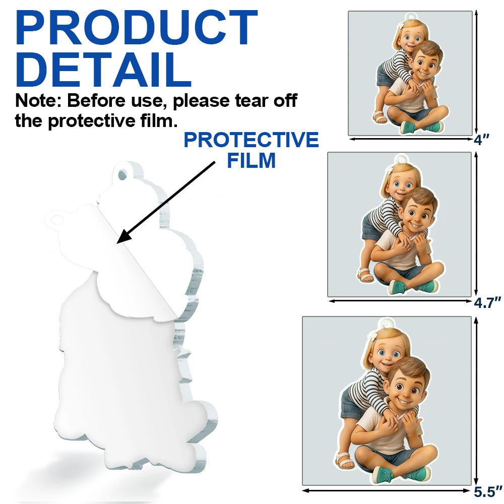 Happy,Christmas,Family,Gift For Kids,Gift For Grandkids,Gift For Grandparents,Parents - Custom Photo 3D Effect Figure Art Kid - Personalized Custom Shaped Acrylic Ornament