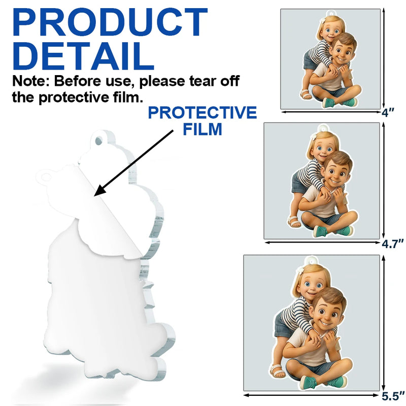 Happy,Christmas,Family,Gift For Kids,Gift For Grandkids,Gift For Grandparents,Parents - Custom Photo 3D Effect Figure Art Kid - Personalized Custom Shaped Acrylic Ornament