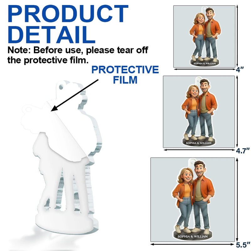 Christmas,Gift For Couples,Gift For Husband,Gift For Girlfriend,Gift For Boyfriend,Gift For Wife,Happy - Custom Photo 3D Effect Figure Art Loving Couple - Personalized Custom Shaped Acrylic Ornament