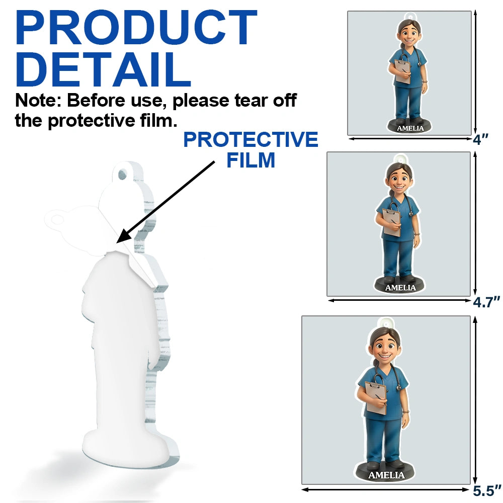 Happy,Christmas,Nurse,Gift For Yourself - Custom Photo 3D Effect Figure Art Nurse - Personalized Custom Shaped Acrylic Ornament