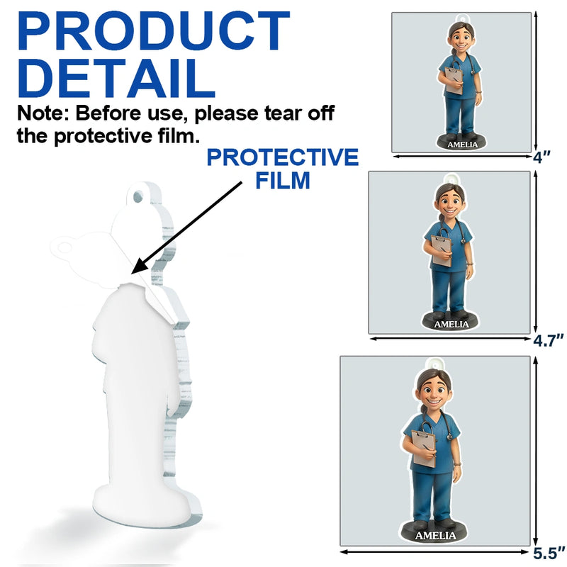 Happy,Christmas,Nurse,Gift For Yourself - Custom Photo 3D Effect Figure Art Nurse - Personalized Custom Shaped Acrylic Ornament