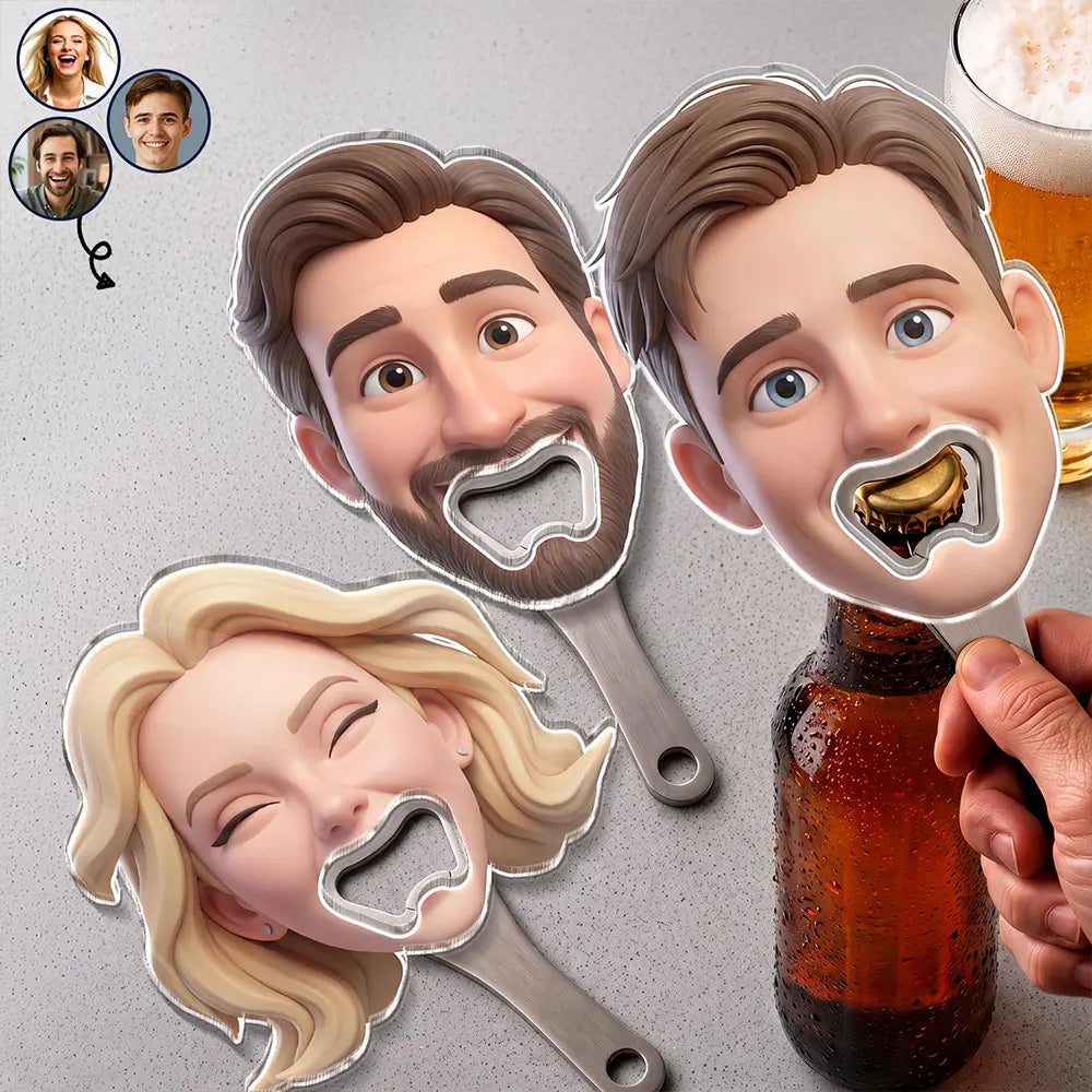 Art Design,Humorous,Gift For Men,Gift For Yourself,Photo - 3D Effect Figure Art Effect - Custom Photo 3D Effect Figure Art Wedding Bachelor Bachelorette Favors - Personalized Custom Shaped Bottle Opener