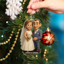 Love,Wedding,Wedding Anniversary,Gift For Couples,Christmas,Married ,Engaged - Custom Photo 3D Effect Figure Art Wedding Couple - Personalized Custom Shaped Acrylic Ornament
