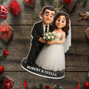 Love,Wedding,Wedding Anniversary,Gift For Couples,Christmas,Married ,Engaged - Custom Photo 3D Effect Figure Art Wedding Couple - Personalized Custom Shaped Acrylic Ornament