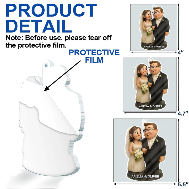 Love,Wedding,Wedding Anniversary,Gift For Couples,Christmas,Married ,Engaged - Custom Photo 3D Effect Figure Art Wedding Couple - Personalized Custom Shaped Acrylic Ornament