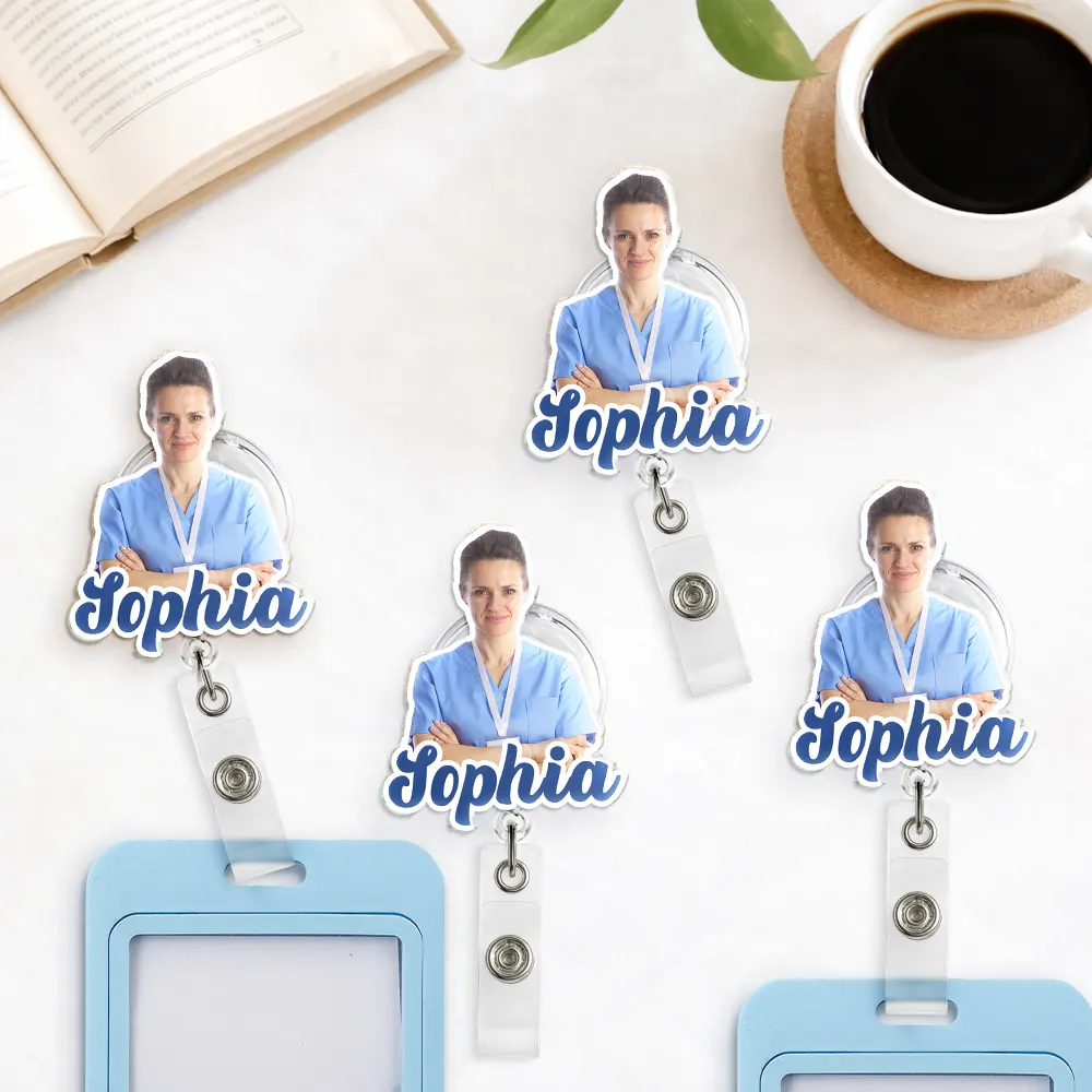 Custom Photo, Nurse, Proud, Remove BG Photo - Custom Photo 3D Effect Nurse Name - Personalized Badge Reel