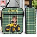 Farm,Gift For Kids,Custom Photo,Happy - Custom Photo 3D Effect Tractor Farmer - Personalized Kids Lunch Bag