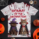 Art Design, Playful, Halloween, Cat Mom, Gift For Mother, Pet Lovers, Photo - Halloween Theme Accessories 3D Cartoon - Custom Photo 3D Halloween Themed Pet Halloween Mommy Daddy Of The Monsters Cats - Personalized Full Print T Shirt