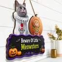 Art Design,Playful,Halloween,Pet Lovers,Photo - Halloween Theme Accessories 3D Cartoon - Custom Photo 3D Halloween Themed Pet Welcome To Haunted House - Personalized Custom Shaped Wood Sign