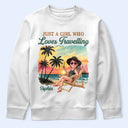 Custom Photo, Beach, Art Design, Summer, Gift For Yourself, Playful, Photo - Beach Chair 3D Effect - Custom Photo 3D Summer Concept Just A Girl Who Loves Beaches - Personalized T Shirt