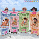 Custom Photo, Beach, Art Design, Summer, Teacher, Humorous, Photo - Beach Chair 3D Effect - Custom Photo 3D Summer Concept Tired Teacher Summer Club - Personalized Beach Towel