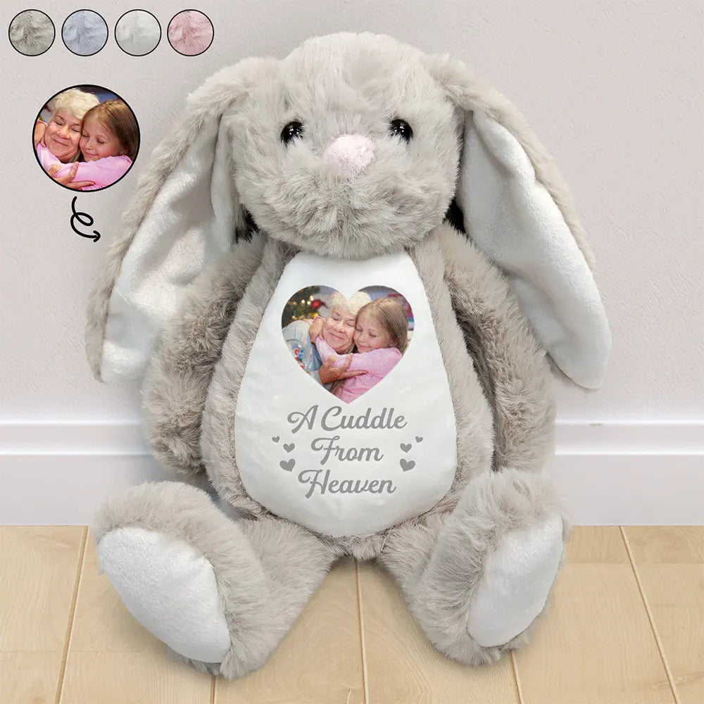 Custom Photo A Cuddle From Heaven Memorial - Personalized Soft Toy Bun ...