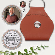 Custom Photo, Memorial, Family, Parents, Gift For Grandparents, Love - Custom Photo A Hug From Heaven Printed Gemstone Art - Personalized Leather Pocket Hug