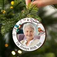 Sad,Memorial,Family,Parents,Gift For Grandparents,Christmas - Custom Photo A Hug Sent From Heaven Memorial - Personalized 2-Layered Wooden Ornament