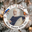 Sad,Memorial,Family,Parents,Gift For Grandparents,Christmas - Custom Photo A Hug Sent From Heaven Memorial - Personalized 2-Layered Wooden Ornament