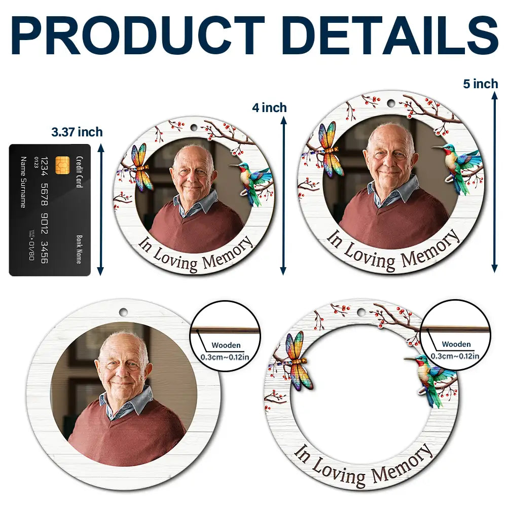 Sad,Memorial,Family,Parents,Gift For Grandparents,Christmas - Custom Photo A Hug Sent From Heaven Memorial - Personalized 2-Layered Wooden Ornament