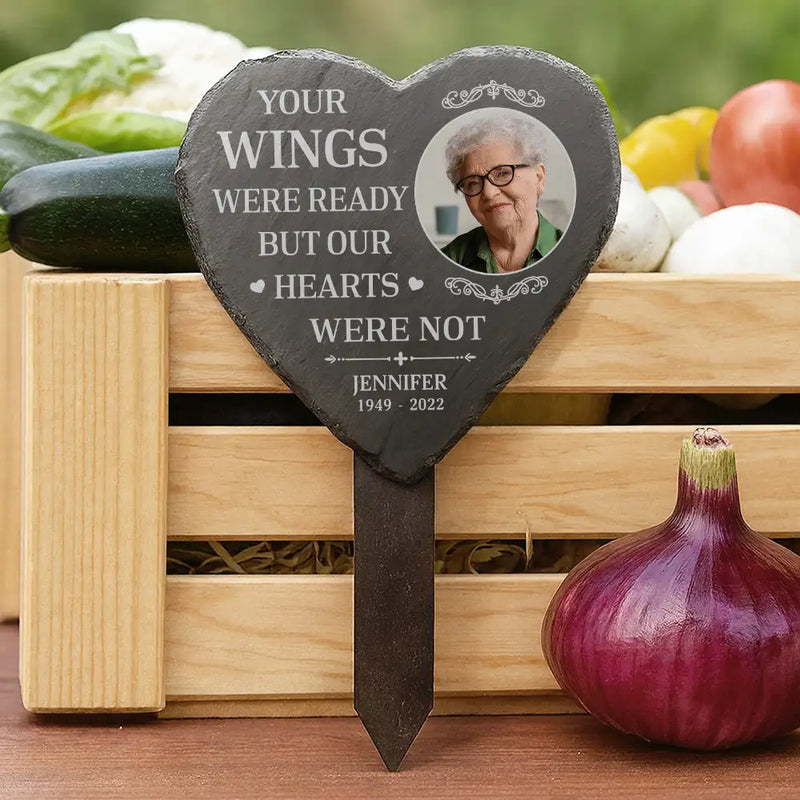 Memorial,Custom Photo,Family,Parents,Gift For Grandparents,Sad - Custom Photo Not A Day Goes By That You Are Not Missed - Personalized Heart Slate Garden Stake