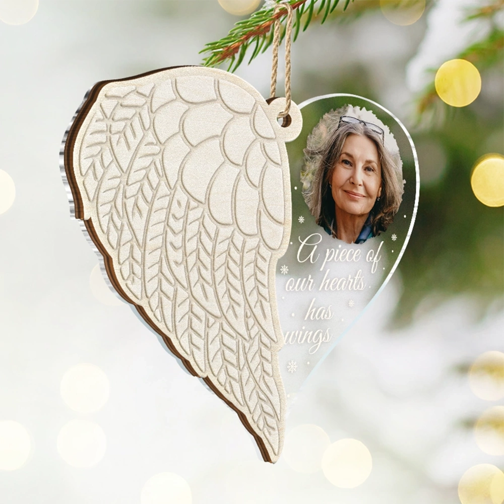 Memorial,Pet Lovers,Pet Mom,Pet Dad,Pet Couple,Dog Lovers,Dog Mom,Dog Dad,Dog Couple,Cat Lovers,Cat Mom,Cat Dad,Cat Couple,Sad,Christmas - Custom Photo A Piece Of My Heart - Personalized 2-Layered Mix Ornament