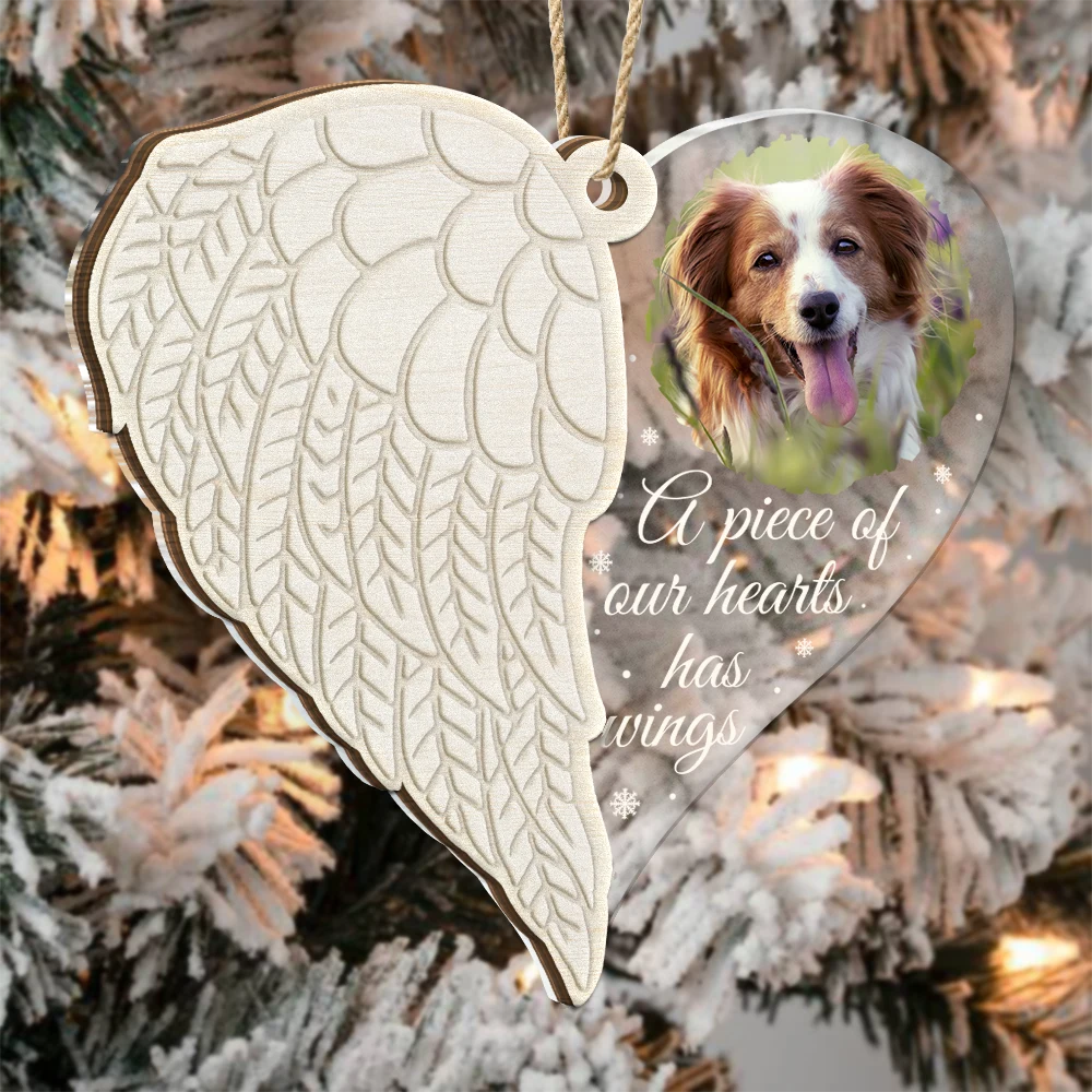 Memorial,Pet Lovers,Pet Mom,Pet Dad,Pet Couple,Dog Lovers,Dog Mom,Dog Dad,Dog Couple,Cat Lovers,Cat Mom,Cat Dad,Cat Couple,Sad,Christmas - Custom Photo A Piece Of My Heart - Personalized 2-Layered Mix Ornament