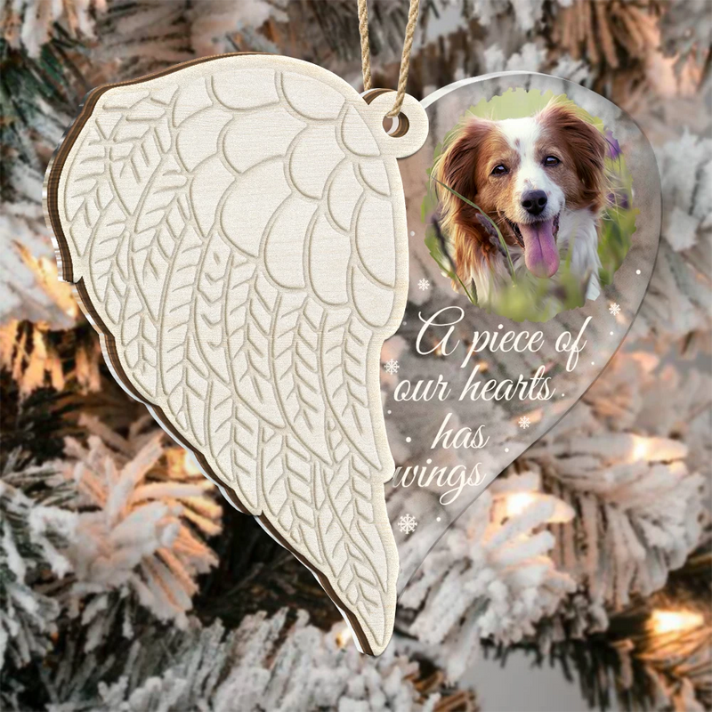 Memorial,Pet Lovers,Pet Mom,Pet Dad,Pet Couple,Dog Lovers,Dog Mom,Dog Dad,Dog Couple,Cat Lovers,Cat Mom,Cat Dad,Cat Couple,Sad,Christmas - Custom Photo A Piece Of My Heart - Personalized 2-Layered Mix Ornament