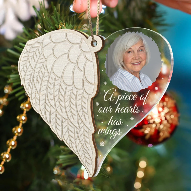 Memorial,Pet Lovers,Pet Mom,Pet Dad,Pet Couple,Dog Lovers,Dog Mom,Dog Dad,Dog Couple,Cat Lovers,Cat Mom,Cat Dad,Cat Couple,Sad,Christmas - Custom Photo A Piece Of My Heart - Personalized 2-Layered Mix Ornament