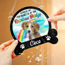 Sad,Memorial,Dog Lovers,Cat Lovers,Pet Lovers - Custom Photo A Piece Of My Heart Is At The Rainbow Bridge - Personalized Rainbow Suncatcher With Crystal Ball Prism