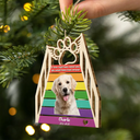 Dog Lovers,Cat Lovers,Pet Lovers,Sad,Memorial - Custom Photo A Piece Of My Heart Is At The Rainbow Bridge - Personalized Custom Shaped Wooden Ornament