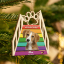 Dog Lovers,Cat Lovers,Pet Lovers,Sad,Memorial - Custom Photo A Piece Of My Heart Is At The Rainbow Bridge - Personalized Custom Shaped Wooden Ornament