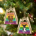 Dog Lovers,Cat Lovers,Pet Lovers,Sad,Memorial - Custom Photo A Piece Of My Heart Is At The Rainbow Bridge - Personalized Custom Shaped Wooden Ornament