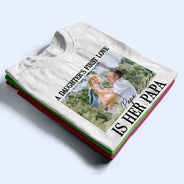 Custom Photo,Gift For Father,Dad - Daughters (Young),Dad - Sons,Happy,Non-Eng,Photo,Inspirational - Custom Photo A Son's First Hero A Daughter's First Love - Personalized T Shirt