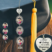 Graduation,Gift For Daughter,Dad - Daughters (Adult),Mom - Daughters (Adult),Happy,Dad - Sons,Gift For Son,Mom - Sons - Custom Photo A Sweet Ending To A New Beginning - Personalized Graduation Tassel Charm