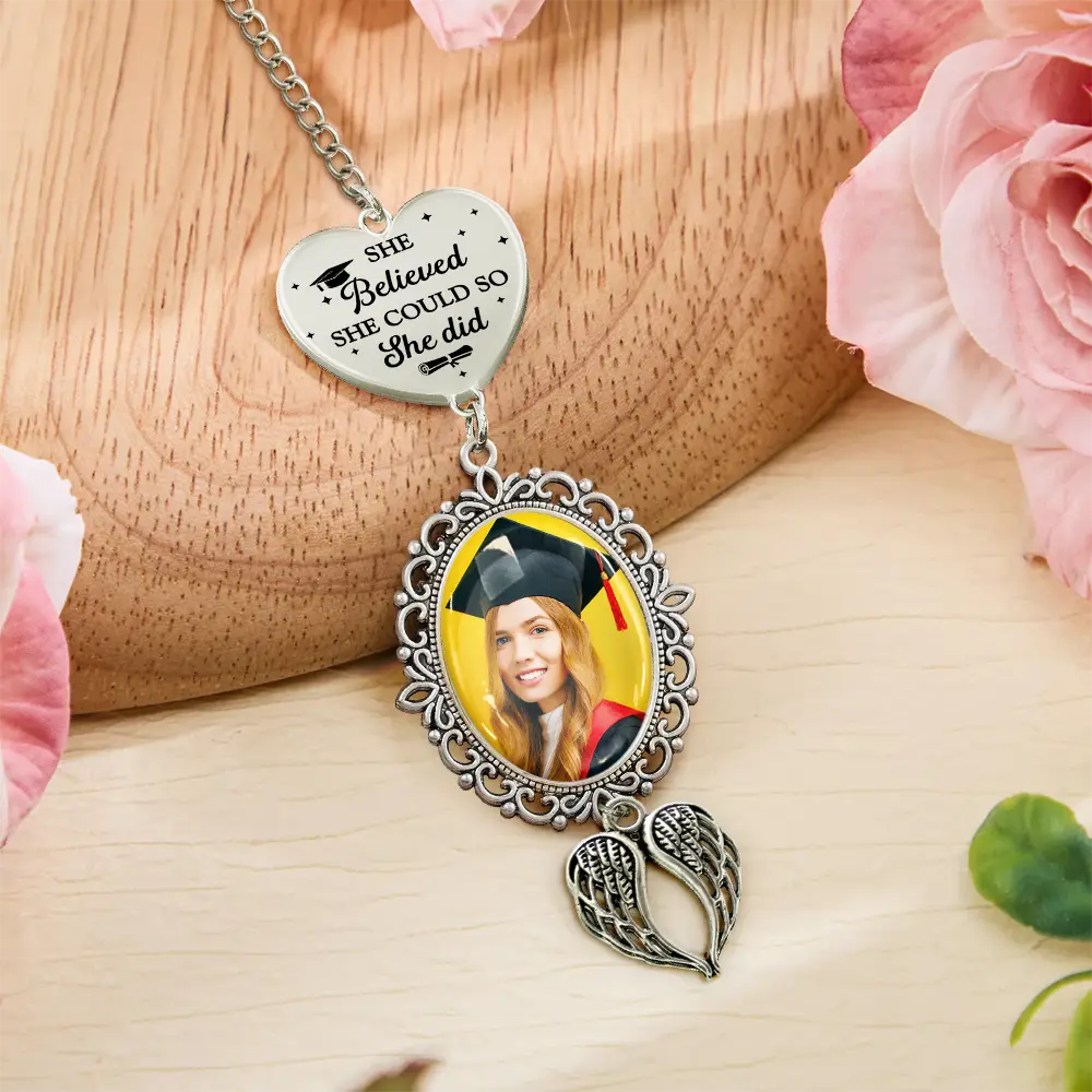 Graduation,Gift For Daughter,Dad - Daughters (Adult),Mom - Daughters (Adult),Happy,Dad - Sons,Gift For Son,Mom - Sons - Custom Photo A Sweet Ending To A New Beginning - Personalized Graduation Tassel Charm