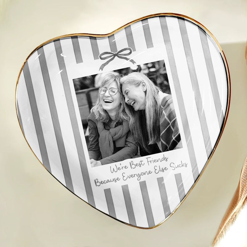 Top Market,Gift For Bestie,Custom Photo,Dynamic Photo,Happy - Custom Photo A True Friendship Is A Journey Without An End Besties Portrait - Personalized Ring Dish