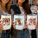 Gift For Bestie,Custom Photo,Dynamic Photo,Happy - Custom Photo A True Friendship Is A Journey Without An End Besties Portrait - Personalized Wine Tumbler