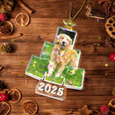 Pet Lovers, Family, Custom Photo, Happy - Custom Photo Album Style Christmas Tree - Personalized Holographic Acrylic Ornament