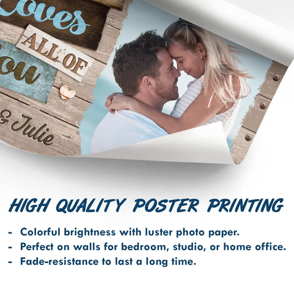 Gift For Couples,Gift For Husband,Gift For Wife,Love,Custom Photo - Custom Photo All Of Me Loves All Of You Romantic Couple - Personalized Poster