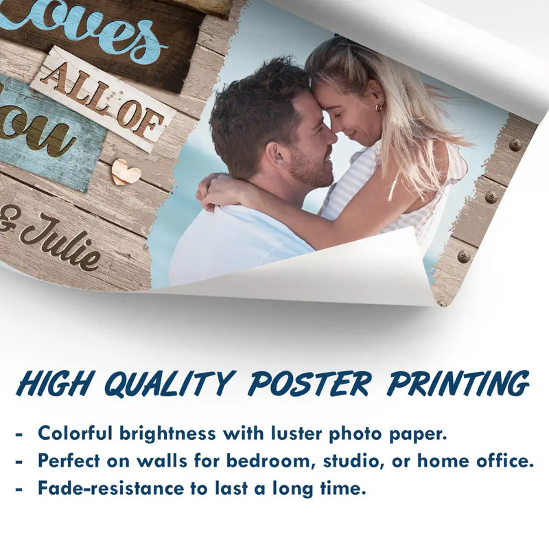 Gift For Couples,Gift For Husband,Gift For Wife,Love,Custom Photo - Custom Photo All Of Me Loves All Of You Romantic Couple - Personalized Poster