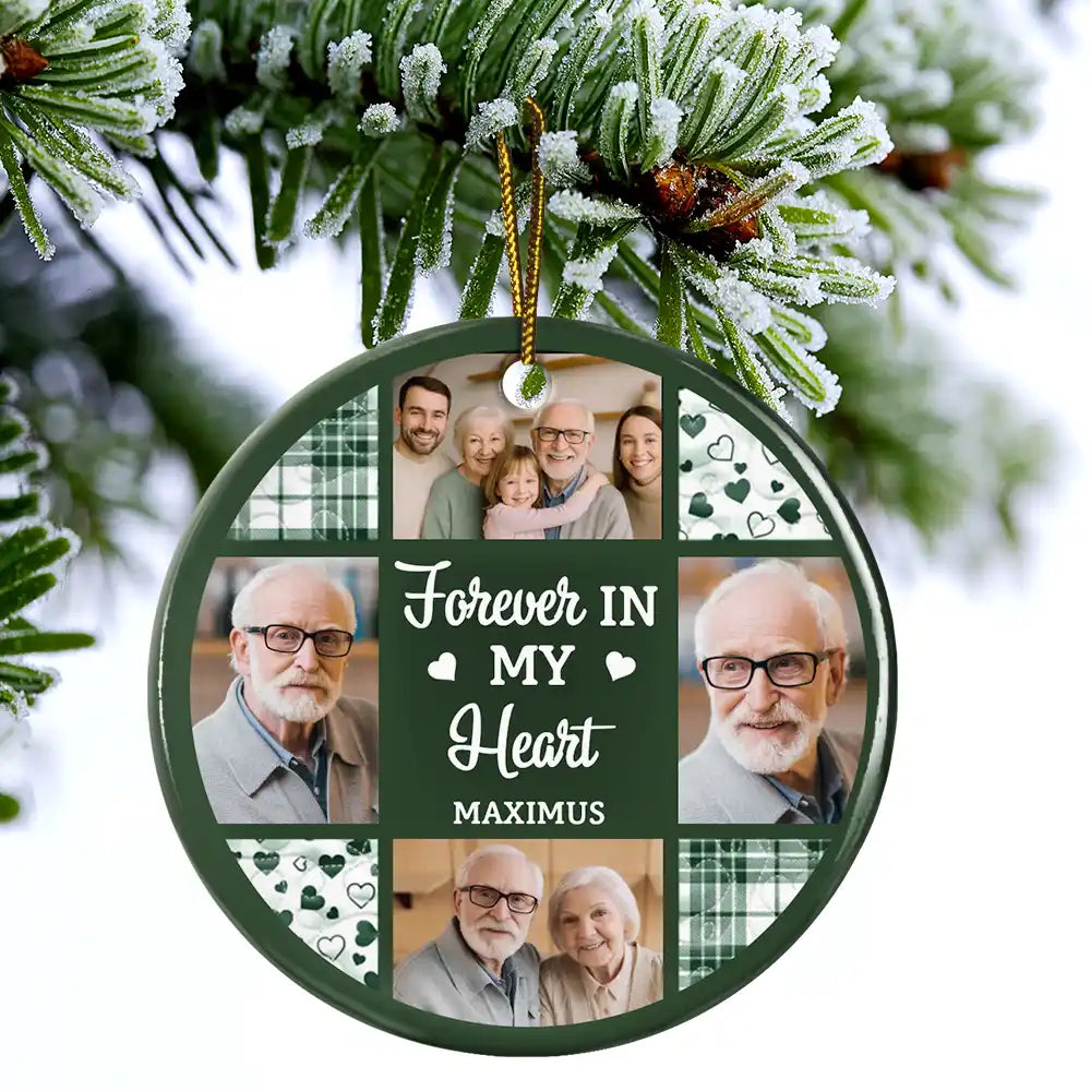 Memorial,Family,Parents,Gift For Grandparents,Sad,Christmas - Custom Photo Although You Cannot See Me I'm Always With You - Personalized Circle Ceramic Ornament