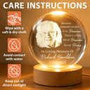 Memorial,Family,Parents,Gift For Grandparents,Sad - Custom Photo Always And Forever In Our Hearts - Personalized Crystal Globe Lamp