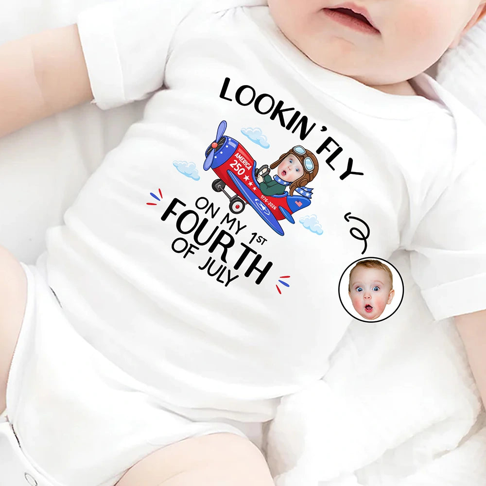 Custom Photo America 250 Lookin' Fly Baby - Personalized Baby Onesie