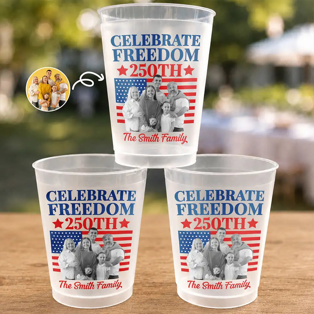 Custom Photo America 250th Anniversary Proud Family - Personalized Frosted Cups