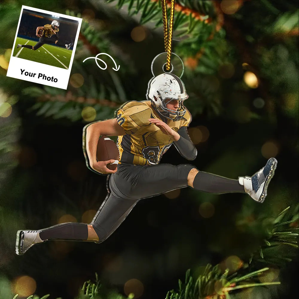 Custom Photo American Football Players - Personalized Acrylic Photo Ornament