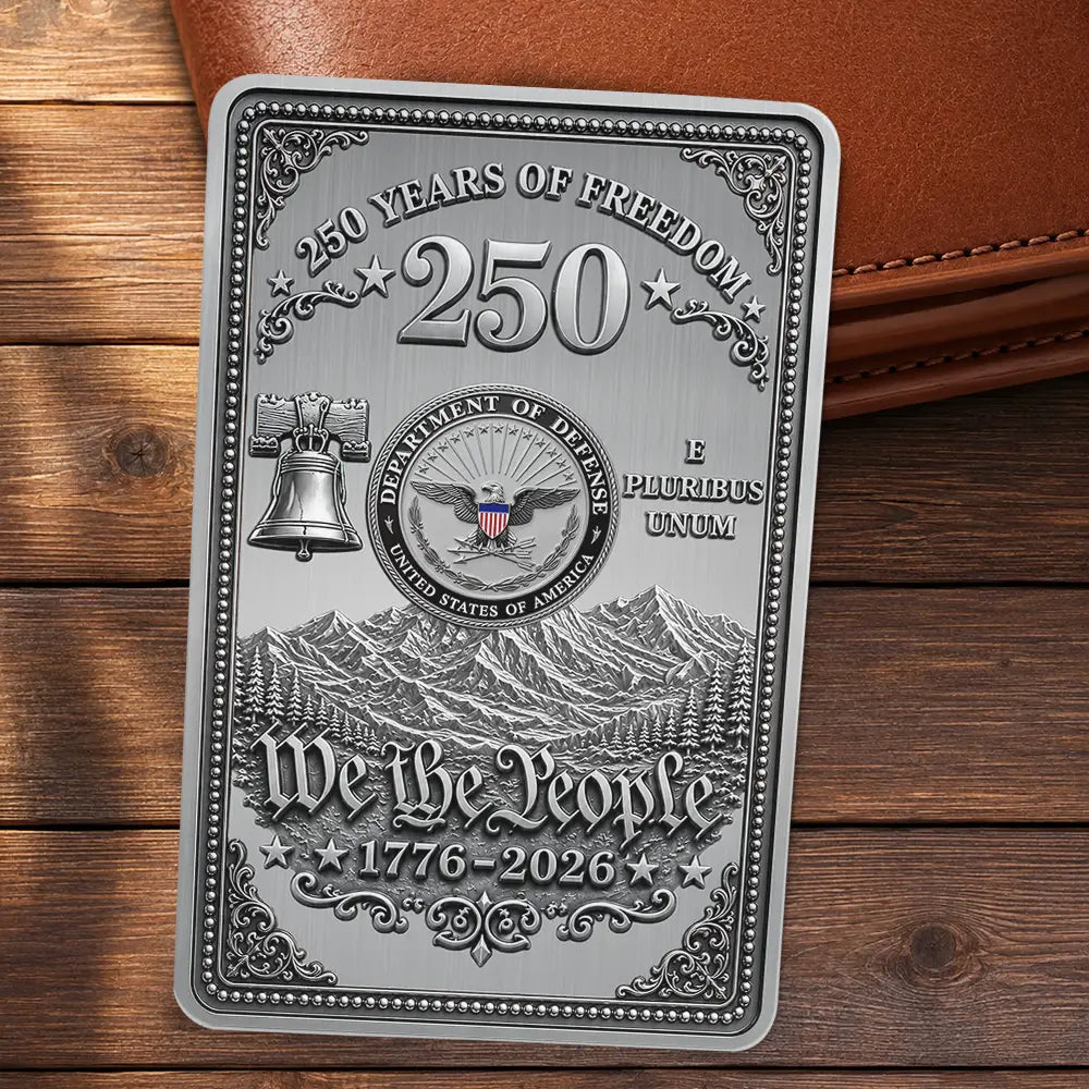 America 250th, Custom Photo, Independence Day, Family, Proud, Remove BG Photo - Custom Photo American Hero 250 Years Of Freedom - Personalized Aluminum Wallet Card