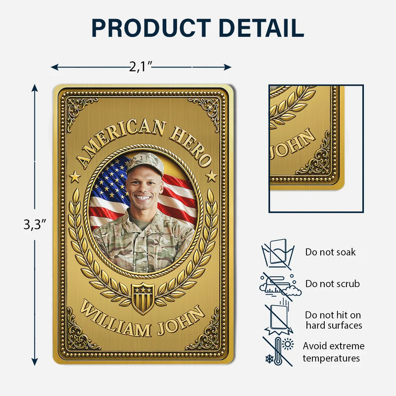 America 250th, Custom Photo, Independence Day, Family, Proud, Remove BG Photo - Custom Photo American Hero 250 Years Of Freedom - Personalized Aluminum Wallet Card