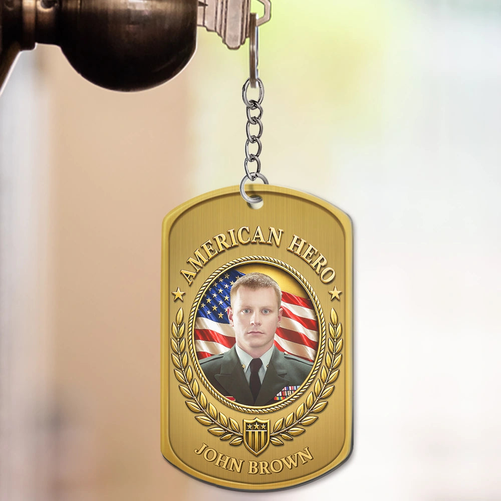America 250th, Custom Photo, Independence Day, Family, Proud, Remove BG Photo - Custom Photo American Hero 250 Years Of Freedom - Personalized Aluminum Keychain
